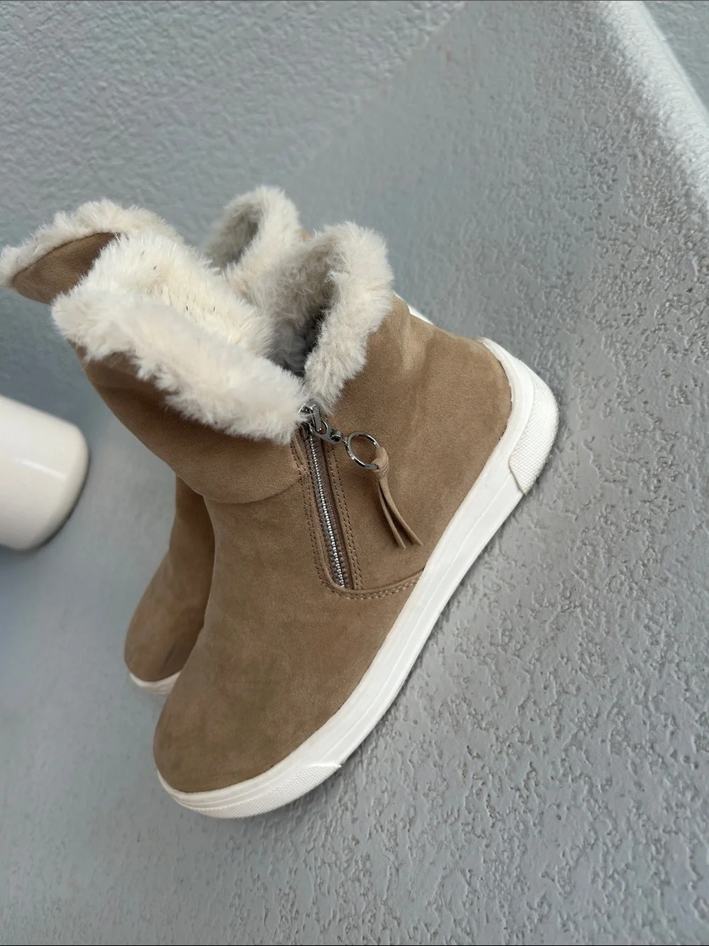 Madden Girl Tan Faux-Suede Shearling-Lined Winter Boots